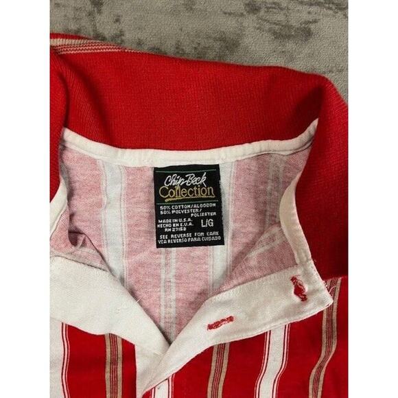VTG 80s Chip‎ Beck Collection Red stripe Collared Golf Polo Shirt L Large - Picture 3 of 5